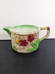Vtg Wishing Well Hand Painted Falcon Ware Pottery England Cottage 5" Wd Pitcher - Picture 1 of 9