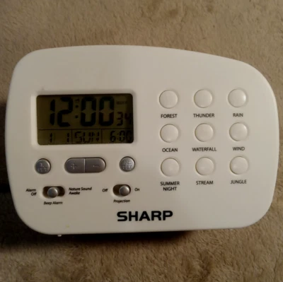 Sharp SPC570 Projection Alarm Digital Clock With 9 Nature Sounds Month/Day/Date - Image 1 of 4