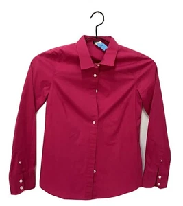J Crew Womens Sz S Dark Pink Fitted Long Sleeve Button Up Stretch Blouse Shirt - Picture 1 of 9