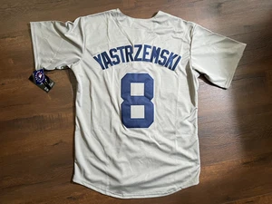 Carl Yastrzemski Yaz #8 Boston Red Sox Nike Gray MLB Cooperstown Jersey Sz S NWT - Picture 1 of 5