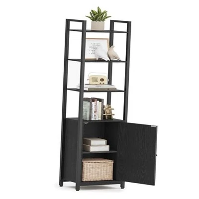  6 Niveles 9.4"D x 15.7"W x 62.8"H Negro Ébano + Tinta Negro 6 Niveles con Gabinete Foto 1 de 4