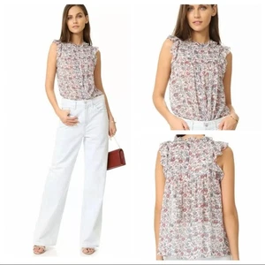 Blusa Belle ULLA JOHNSON 100 % Seda Floral Volantes Talla 8 - Imagen 1 de 15