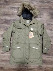 Carhartt Yukon Extremes Hooded Parka Coat Womens XS 0/2 Burnt Olive 3M Insulated - Picture 1 of 24
