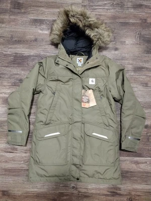 Carhartt Yukon Extremes Hooded Parka Coat Womens XS 0/2 Burnt Olive 3M Insulated - Image 1 of 4
