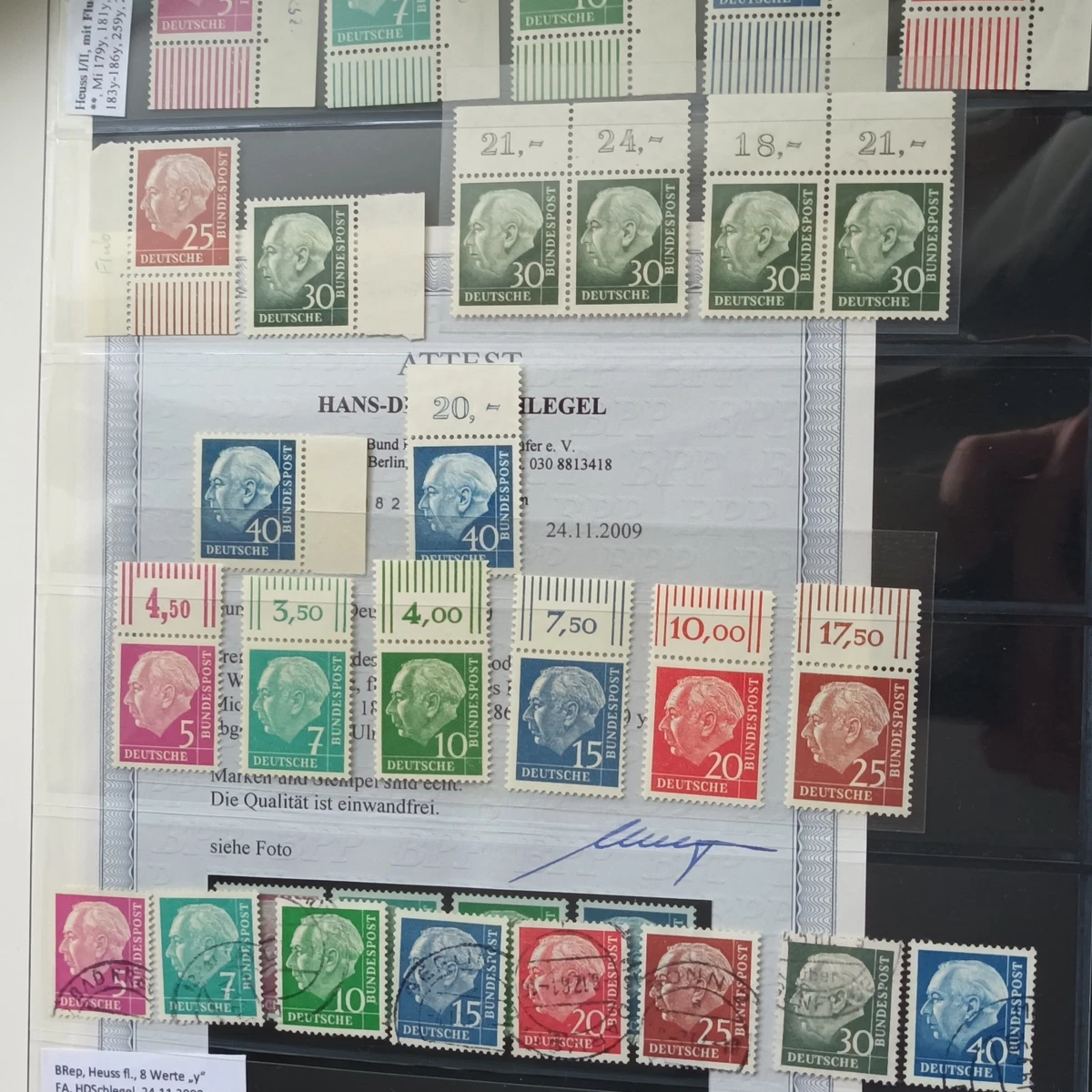 Briefmarken BRD 1954 - Bundespräsident Heuss (I) Postfrisch, Mi.Nr. 177-186