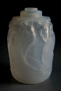 ANTIGUO QUEMADOR DE PERFUME DE VIDRIO OPALESCENTE SIRENAS RENÉ LALIQUE - C. 1920 - Imagen 1 de 4