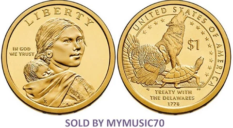 2013 P, D Sacagawea Golden Dollar TREATY WITH THE DELAWARES 1778 - Uncirculated Cover