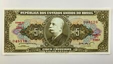 1953-1959 Brazil 5 Cruzeiros Estampa 2A Series 2395A Uncirculated Banknote W840