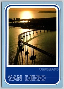 Postal vista aérea del puente de la bahía de San Diego Coronado al atardecer California - Imagen 1 de 2