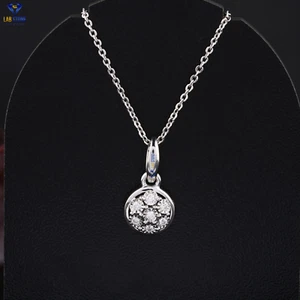 0,07 TCW runder Brillantschliff Moissanit Diamant Anhänger 10K Weißgold Labstone - Bild 1 von 4