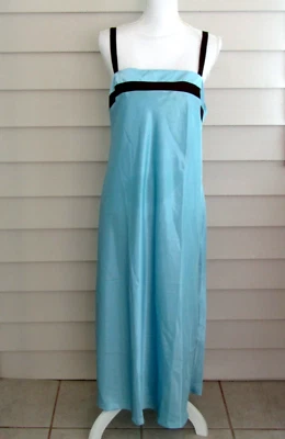 Jones New York Blue & Brown Satin Long Nightgown Size Large - Image 1 of 4