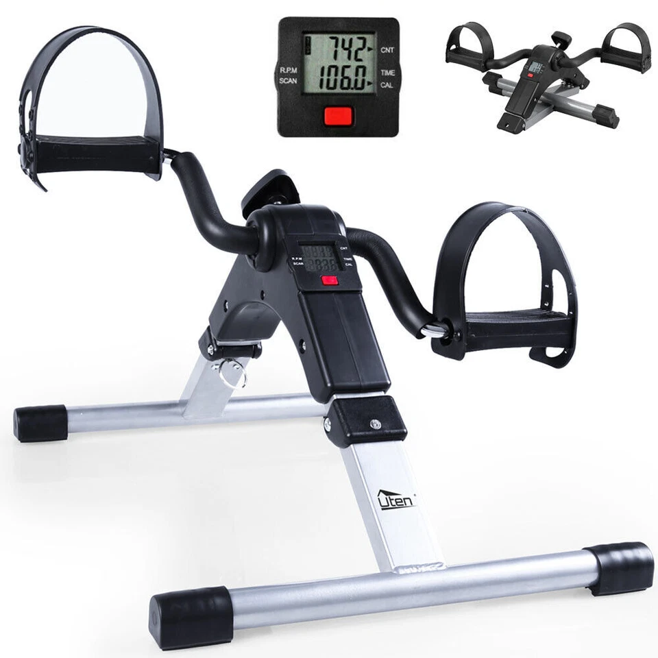 Folding Mini Pedal Exerciser Aerobic Exercise Bike LCD Display Stationary Home - Image 1 of 4