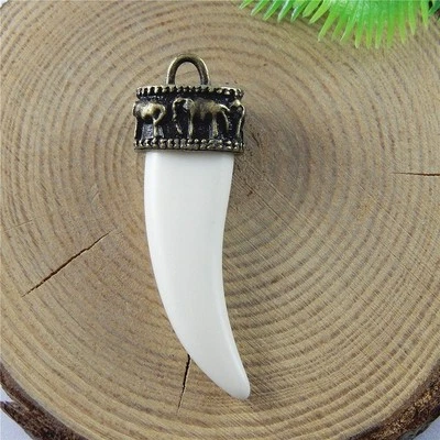 10pcs Antiqued Bronze Alloy Acrylic Animal Tooth Charms Pendant Findings 51711 - Imagem 1 de 4