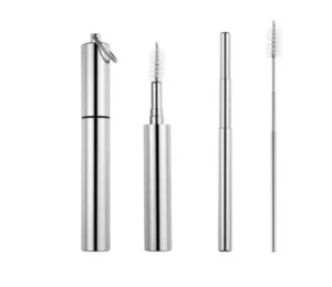 Reutilizable Paja Telescópico Plegable Retráctil Metal Paja Funda Cepillo - Imagen 1 de 3