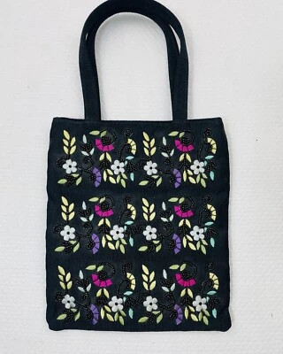 Liz Claiborne Handbag w/ Beaded & Embroidery Floral Design - Excellent Condition - Image 1 of 4