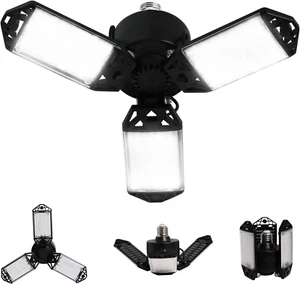 80W LED Garage Light, 8000 Lumens, 3 Adjustable Panels, 6500K Daylight Fixture - Picture 1 of 7