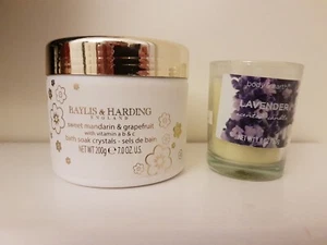 BAYLIS & HARDING SWEET MANDARIN AND GRAPEFRUIT BATH SOAK CRYSTALS 200G + Candle - Picture 1 of 1