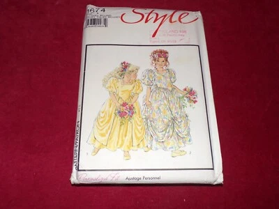 🌼 STYLE #1674-GIRLS TWO STYLE SQUARE NECKLINE FLOWER GIRL DRESS PATTERN 3-9 FF - Image 1 of 2