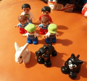 LEGO DUPLO SAME SEX FAMILY DAD & DAD TWIN BOYS & TWIN GIRLS CAT DOG RABBIT SET 8 - Picture 1 of 5