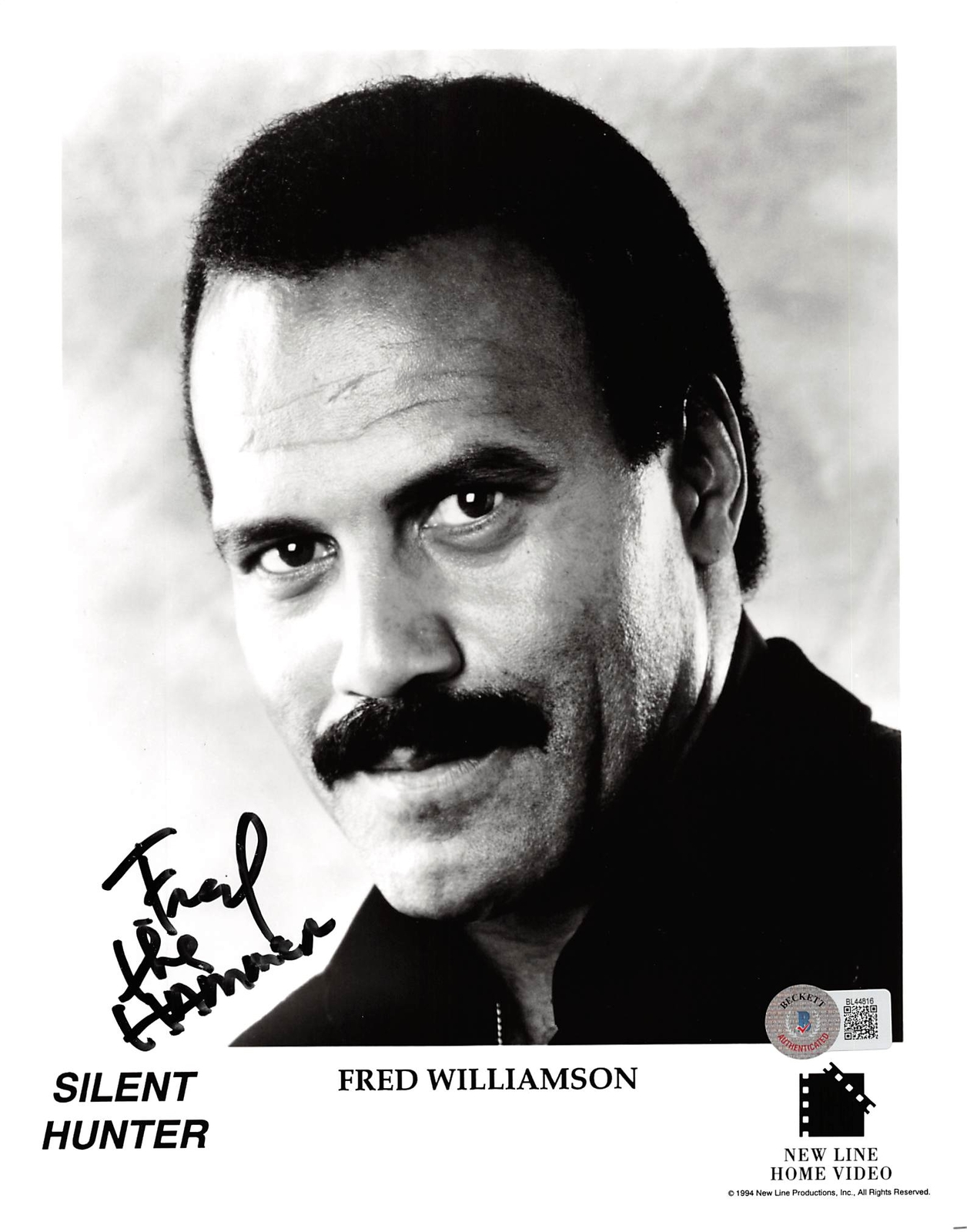 Fred Hammer Williamson Autographed Signed Silent Hunter "The Hammer" 8X10 Photo Beckett 