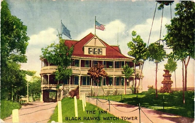 Black Hawks Watch Tower Inn Rock Island IL Undivided Unused Postcard c1905 - Image 1 of 2