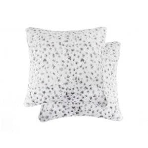 Set of Two 18 Brown and White Faux Fur Throw Pillow - Picture 1 of 2