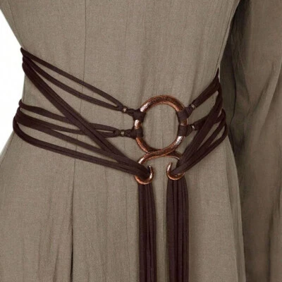 Womens Vintage Long Rope Knot Belts Metal Irregular Waist Buckle Dress Waistband - Image 1 of 4