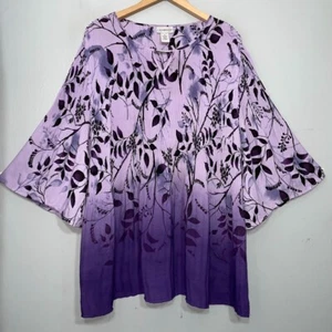 Top tunica plissettato manica kimono viola nero Catherines taglie forti 1 x stravagante - Foto 1 di 8