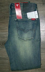 GUESS Brit Rocker Slim Tapered Stretch 5 Pocket Blue Denim Jeans NWT 32x30 $89 - Picture 1 of 9