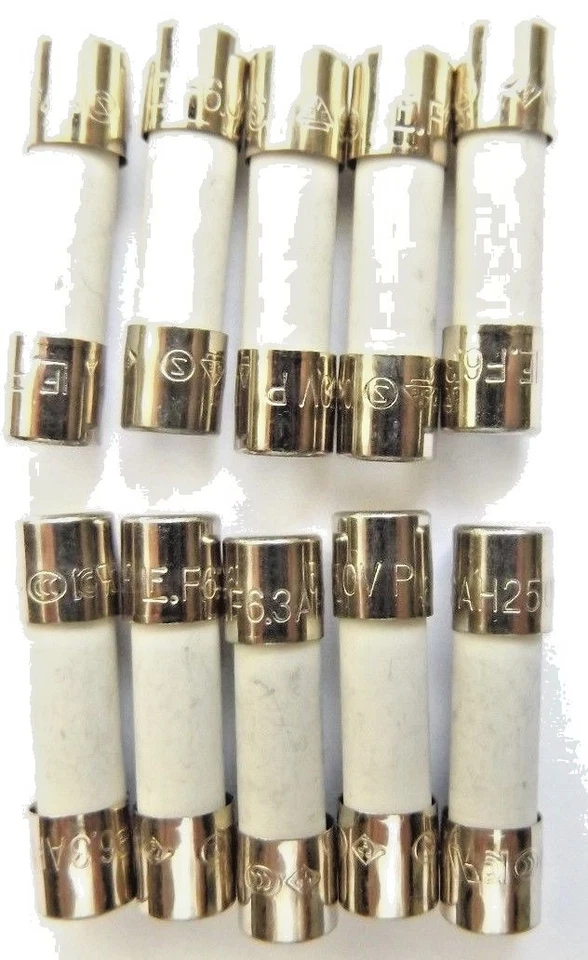 LITTLEFUSE Fuse 6.3a 20mm HBC Quick Blow F6.3A H 250v Ceramic Fast x10pcs