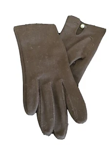 Vintage Brown Short Gloves Pearl Button 6 1/2 - Picture 1 of 3