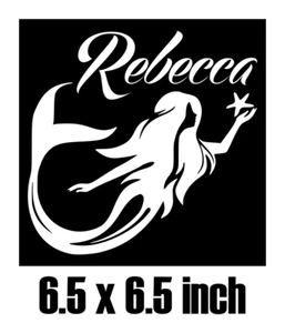 MERMAID STARFISH PERSONALIZED W/ NAME VINYL DECAL FOR 8" GLASS CRAFT BLOCK DIY - Picture 1 of 2
