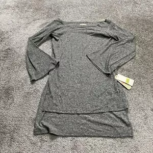 GB Tunic Top Womens Junior Large Gray Off Shoulder Bell Sleeve Stretch NWT New - Picture 1 of 10
