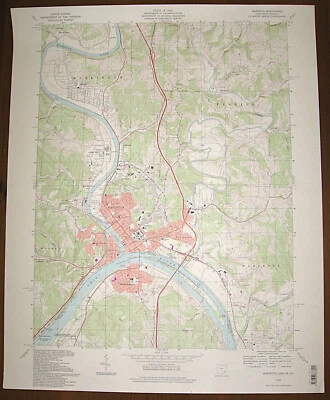 Marietta, Ohio - West Virginia 1994 Original Vintage USGS Topo Map - Image 1 of 2
