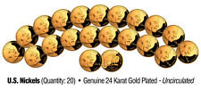 UNCIRCULATED 24K GOLD PLATED U.S. * BUFFALO * NICKELS (Lot of 20)