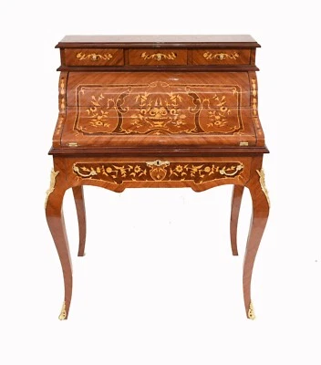 French Roll Top Desk Marquetry Inlay Empire Bureau - Image 1 of 4