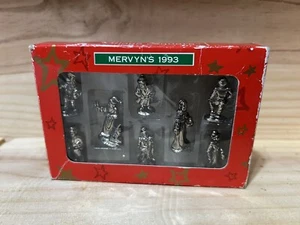 Vintage Mervyn’s Village Square 1993 Christmas Mini Metal Figure Set. Miniatures - Picture 1 of 1