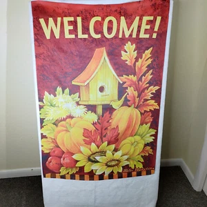 Welcome House Flagge Helen Vladykina Vogelhaus Herbstblätter Kürbis 27 x 40 Zoll - Bild 1 von 7