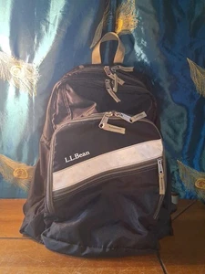 Vintage L.L.Bean Backpack Adjustable Straps Multiple Pockets Black And Grey - Picture 1 of 15
