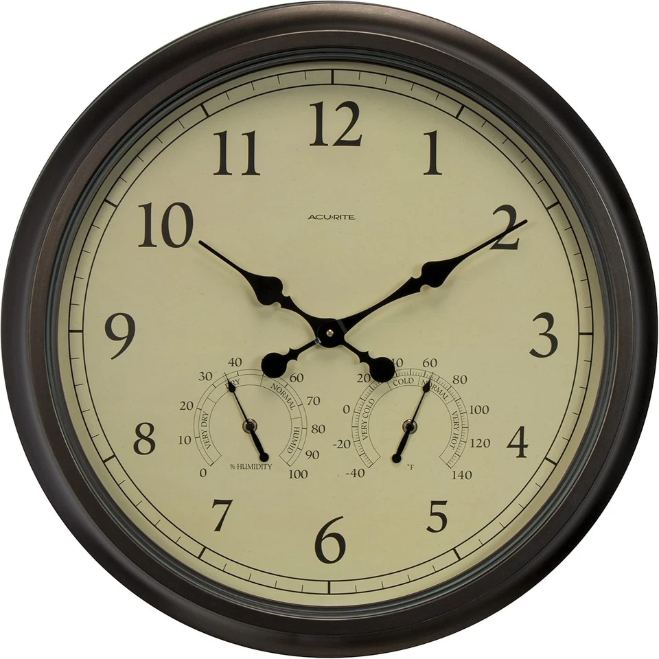 AcuRite 24-inch Weathered Wall Clock With Thermometer and Hygrometer