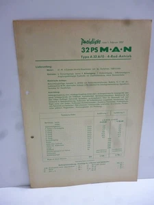 MAN TRAKTOREN Orig. Preisliste 32 PS Type  A 32 A/0...   02/1957  4 Seiten - Bild 1 von 1