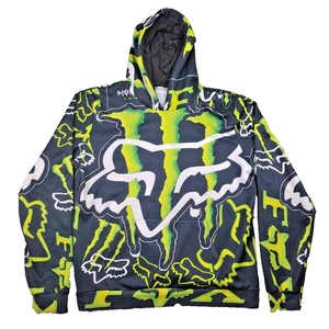 Felpa con cappuccio vintage Fox Racing x Monster Energy RARA stampa all over uomo grafica all over - Foto 1 di 23