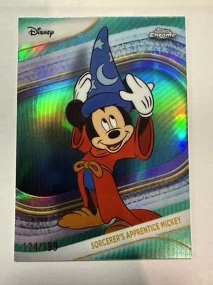 2025 TOPPS CHROME DISNEY SORCERERS APPRENTICE MICKEY #190 AQUA REFRACTOR /199 - Image 1 of 2