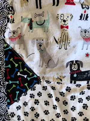 Edredón hecho a mano temático perro tipo tiro 38"x24" nuevo colorido Foto 1 de 4