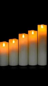 5pc Realistic Artificial Moving Flame Pillar Candles,LED Battery Operated Lights - Picture 1 of 7