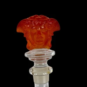 VERSACE Medusa Lumiere Amber Rosenthal Crystal Glass Wine Bottle Stopper 2-Sided - Picture 1 of 14