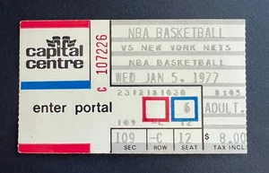 Boleto de colección 1977 New Jersey Nets vs Washington Bullets 1/5/77 - Imagen 1 de 1