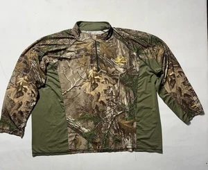 Realtree Xtra Shirt Mens 2XL Deep Green 1/4 Zip Camo Scent Factor Long Sleeve - Picture 1 of 13