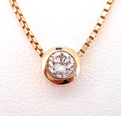 COLLAR BISEL DIAMANTE REDONDO ORO AMARILLO 14K .38CT Foto 1 de 4