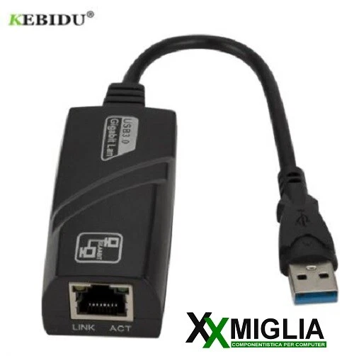 Adattatore da USB 3.0 a Ethernet RJ45 Gigabit 10/100/1000 - Immagine 1 di 1